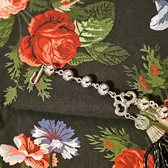 1950s iridescent bugle beads w/ aurora borealis stones - Picture 5 of 5